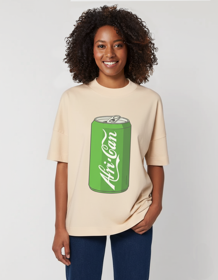 "Afri-Can" (Soda) Organic Cotton Oversized T-Shirt - Off-white