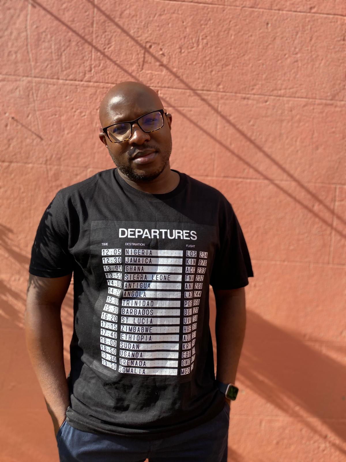 "Departures - 15 Nations" Organic Cotton T-Shirt - Black
