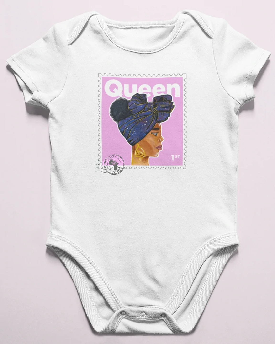 Queen Baby Bodysuit -White/ Baby Pink