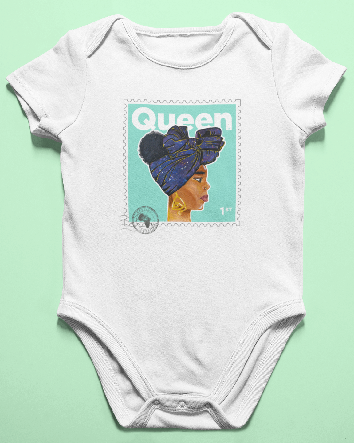 Queen Baby  Bodysuit - White / Mint