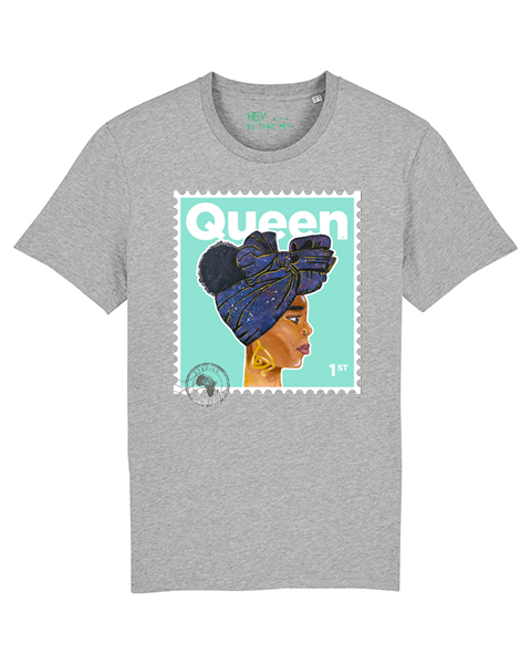 "Queen" Organic Cotton T-Shirt - Mint/Grey