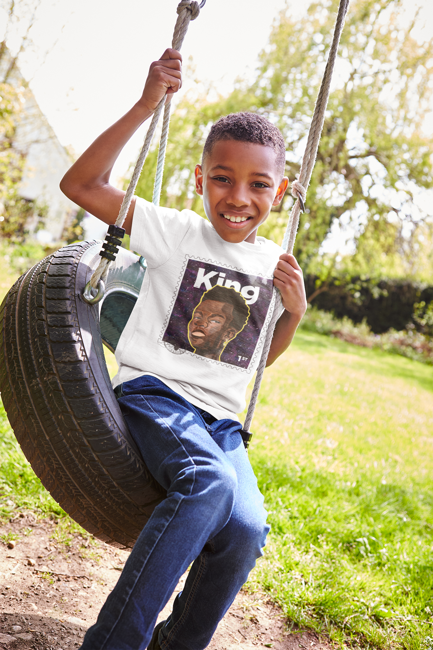 "King Junior" Organic Cotton T-Shirt - White