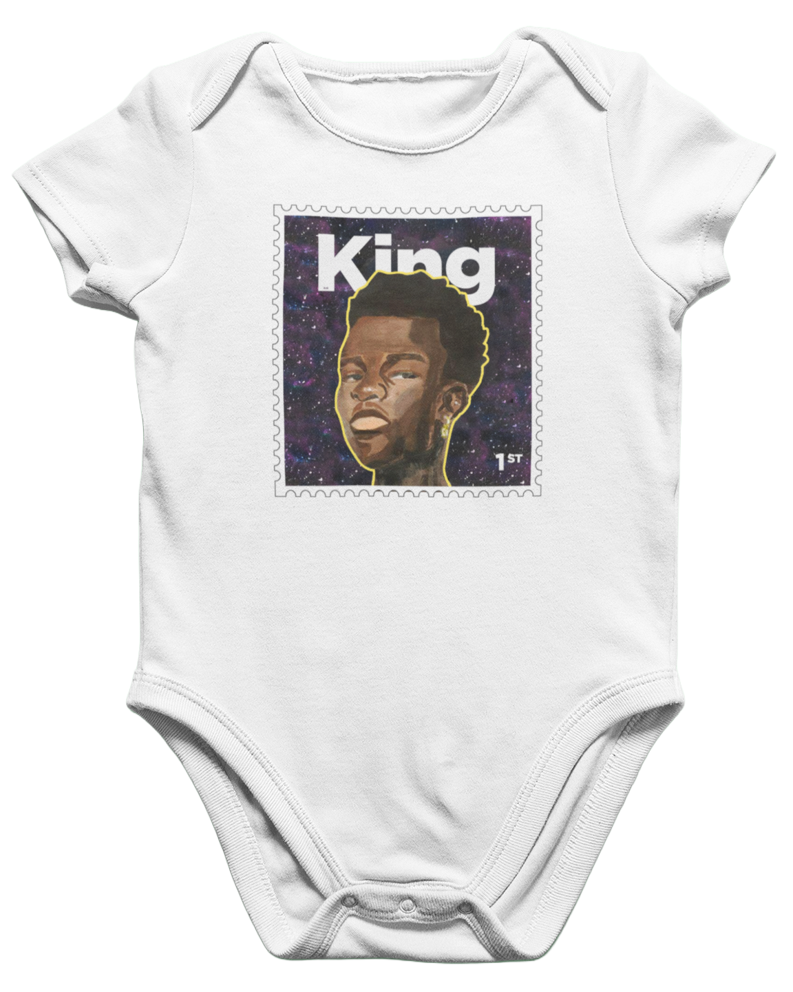 King Baby Bodysuit White / Galaxy