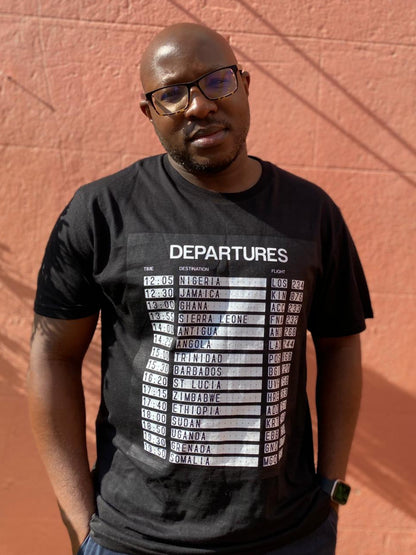 "Departures - 15 Nations" Organic Cotton T-Shirt - Black