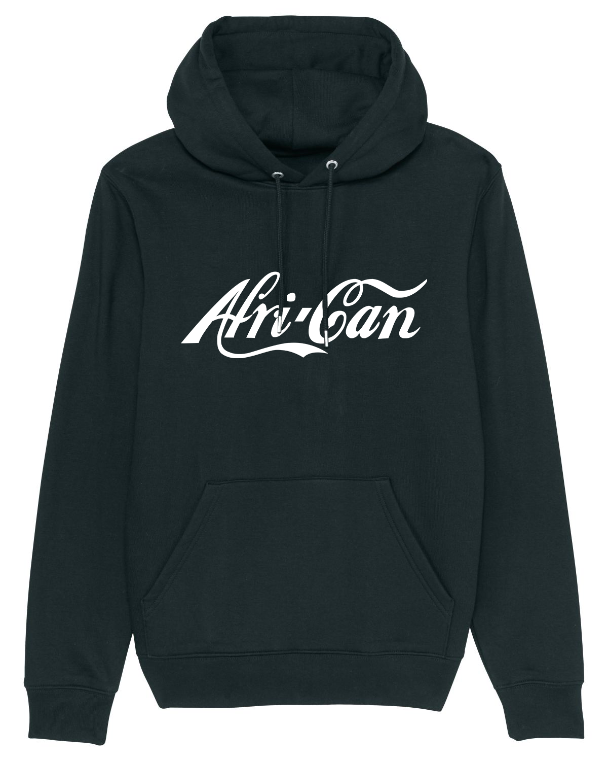 Afri-Can, organic cotton hoodie -black with white font