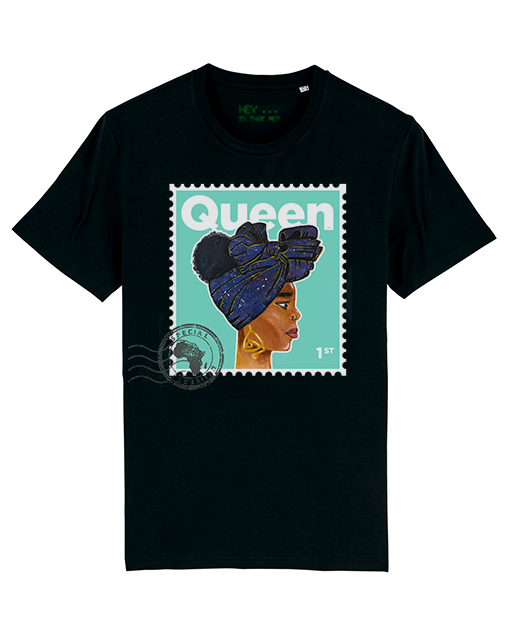 "Queen" Organic Cotton T-Shirt - Mint/Black