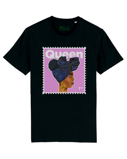 "Queen" Organic Cotton T-Shirt - Baby Pink/Black