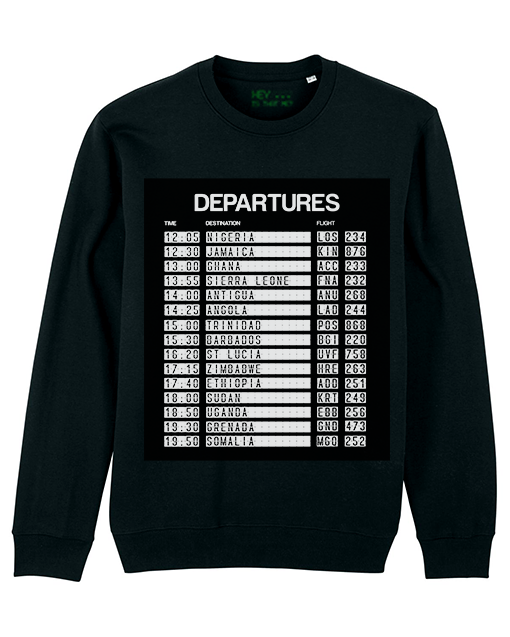 "Departures - 15 Nations" Black  Organic Cotton Sweatshirt