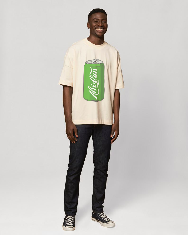 "Afri-Can" (Soda) Organic Cotton Oversized T-Shirt - Off-white