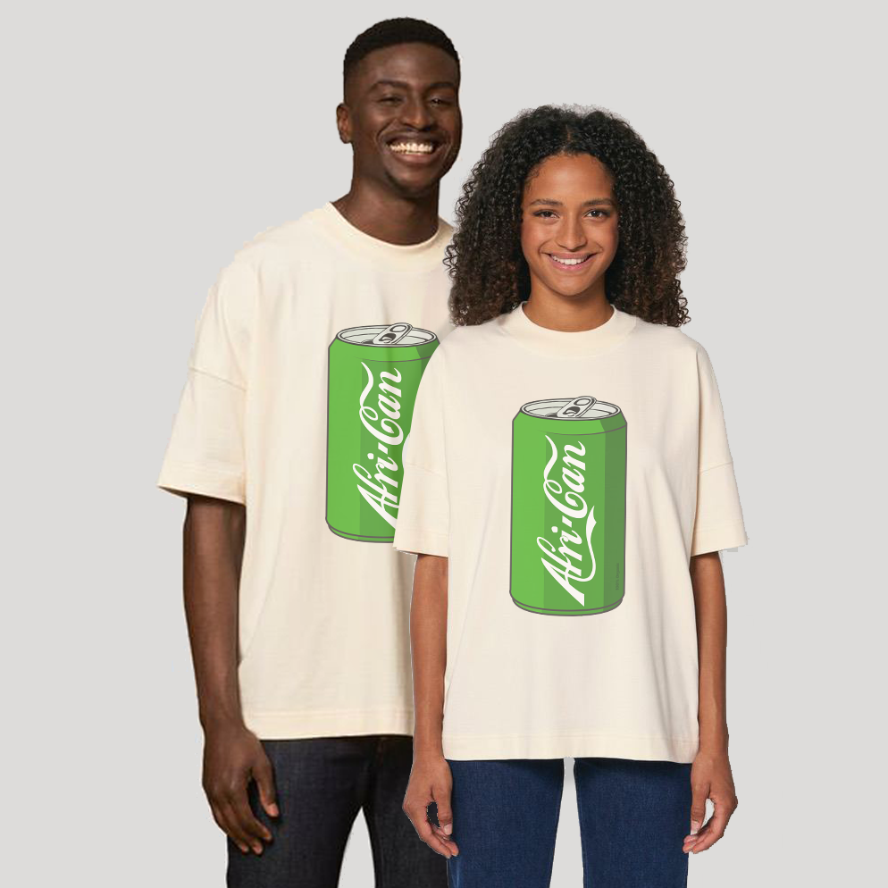"Afri-Can" (Soda) Organic Cotton Oversized T-Shirt - Off-white