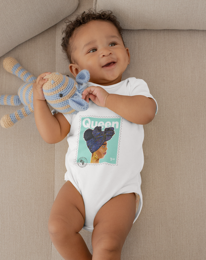 Queen Baby  Bodysuit - White / Mint