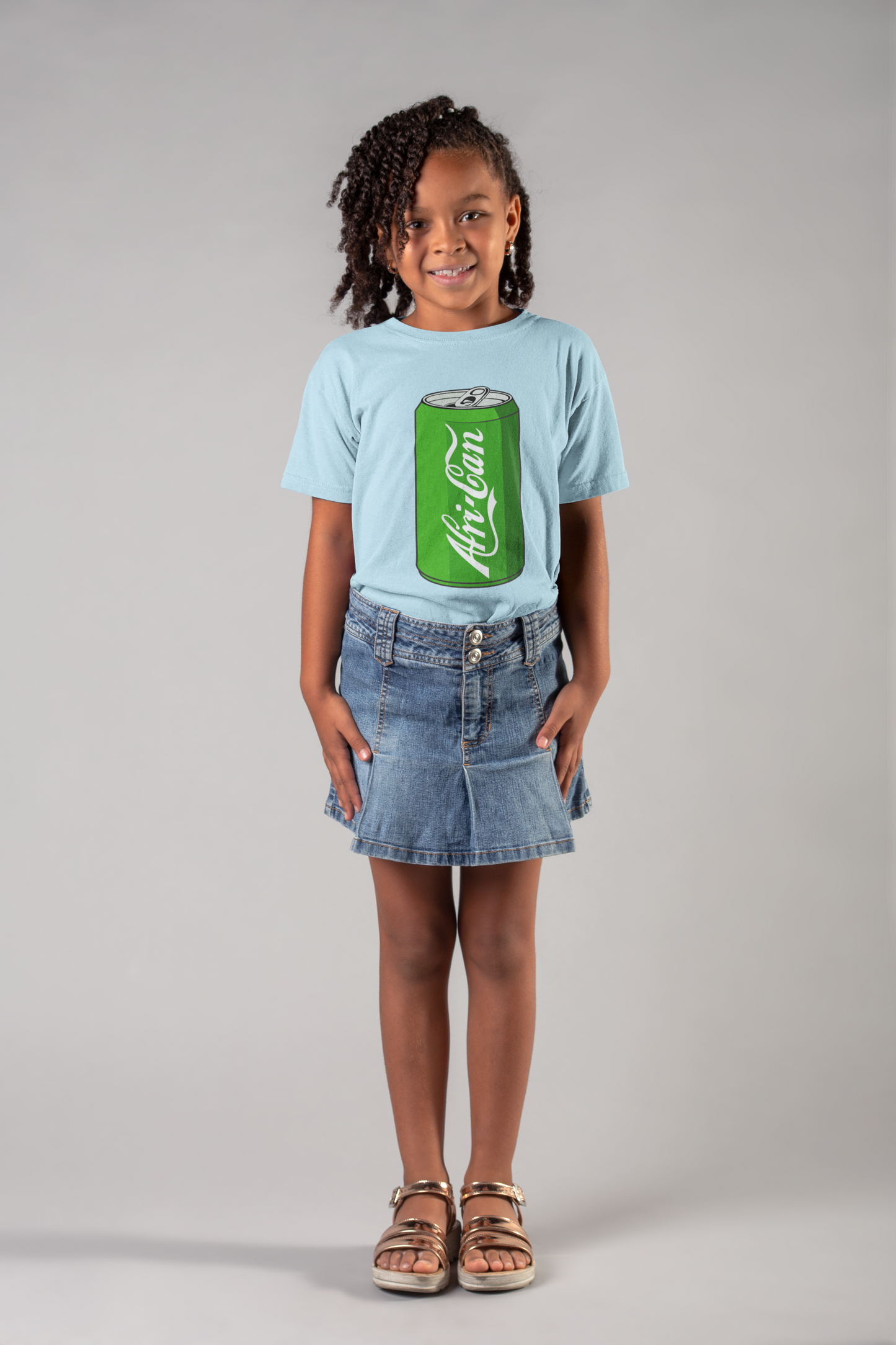 "Afri-Can (Soda) Junior" Organic Cotton T-Shirt -Sky Blue