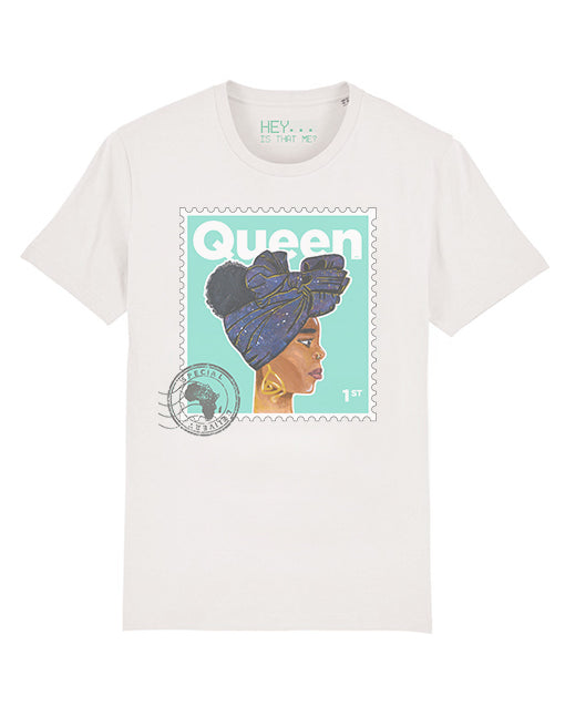 "Queen" Organic Cotton T-Shirt - Mint - White