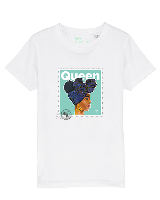 "Queen Junior" Organic Cotton, White  T-Shirt - Mint